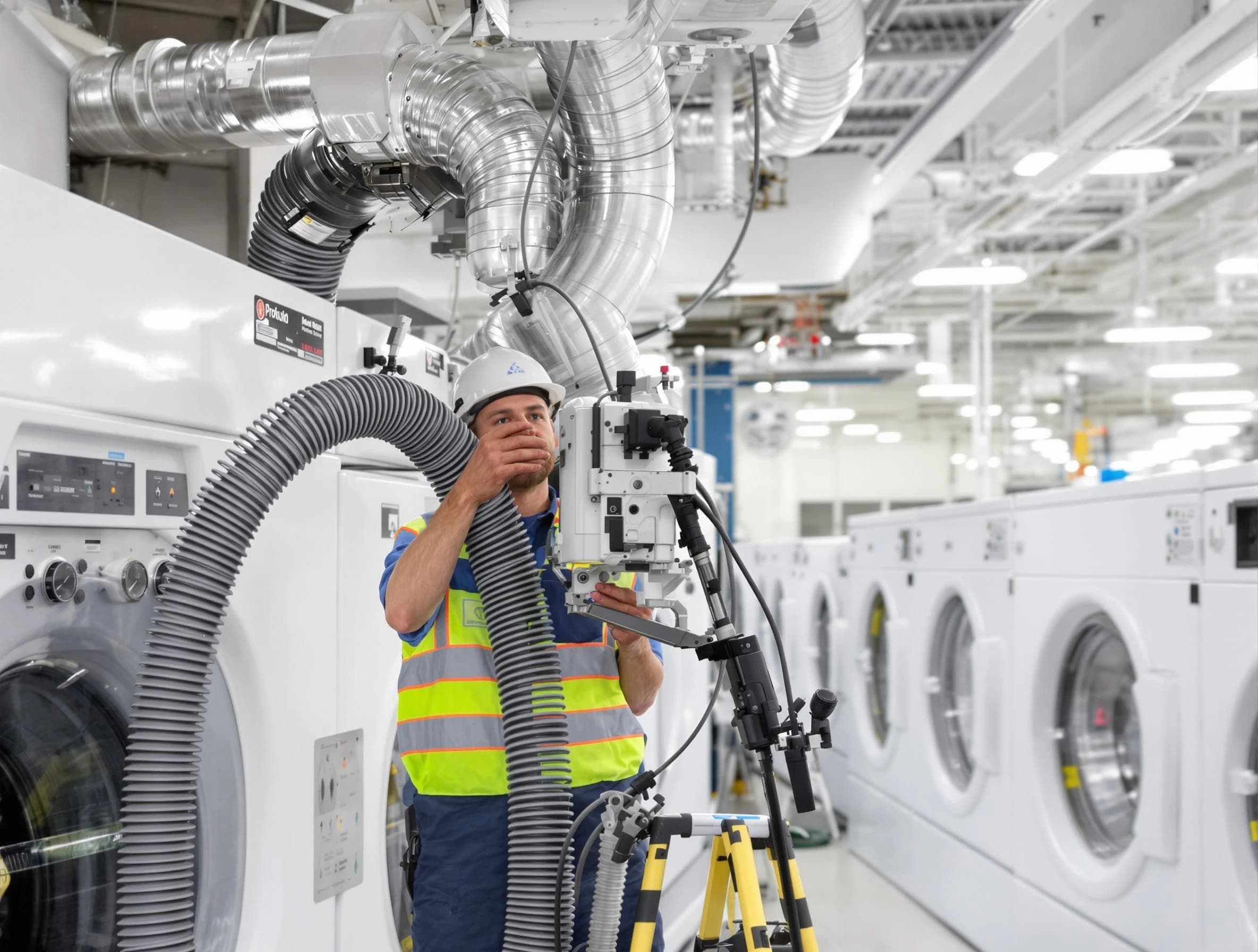 Midvale Dryer Vent Cleaning team performing commercial-grade dryer vent cleaning at a business facility in Midvale