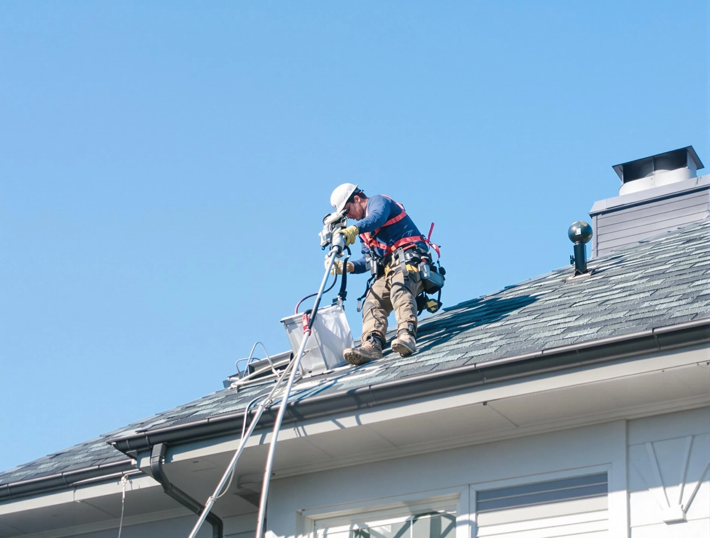 Midvale Dryer Vent Cleaning certified technician cleaning a roof-mounted dryer vent system in Midvale